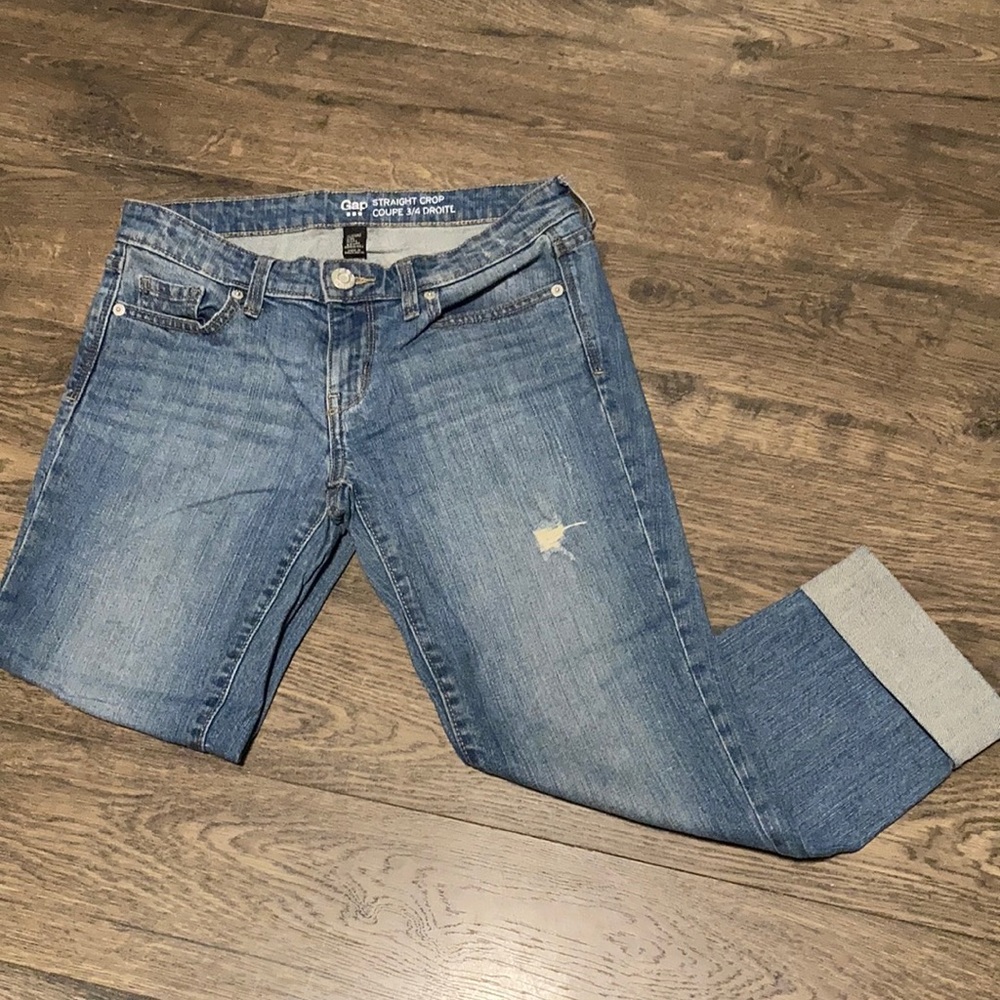 Gap light wash distressed capris